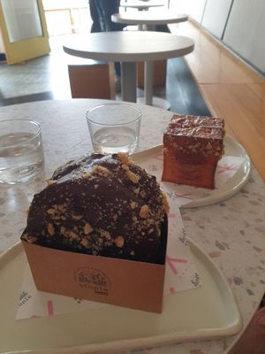 Magnum croll and Hot cross bun cube croissant at Croix Croissant in Flemington