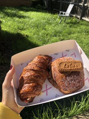 Vegan bacon and cheese, biscoff pain au chocolate   at Croix Croissant in Flemington