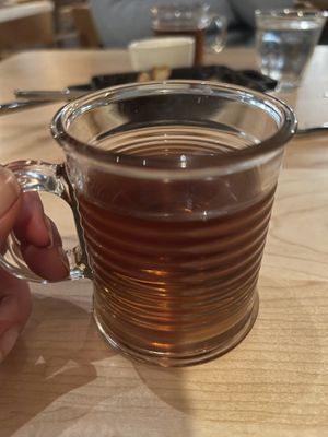 Barley tea, in Japanese called mugicha    at Luma Riverfront Bar & Eatery in Petaluma