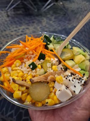 Half if the bowl is rice, 3/5 at BOG - Sushi Tequila in Bogota