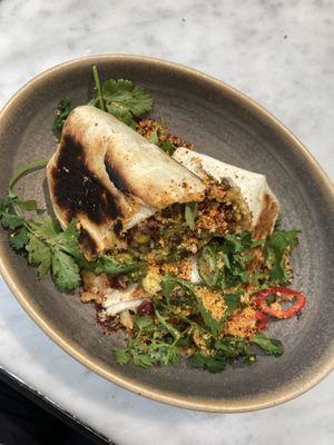 Vegan burrito at Red Roaster in Brighton