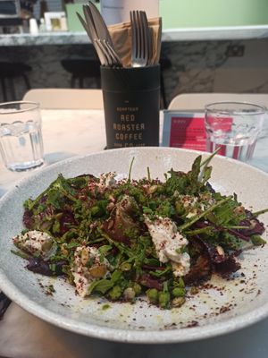 Tartine, pea and mint pesto with cashew ricotta at Red Roaster in Brighton