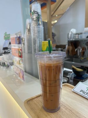 Ancient Thai tea (bringing my own cup) at Kamu Kamu in Bangkok