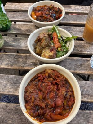 27 May 2025
Sicilian stew and a side of potatoes & veg at Nutmeg + Thyme in Burford
