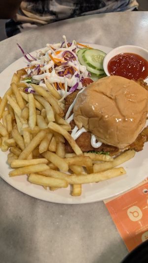 Chicken chop burger (vegetarian) at Forever Cafe - 啡你寞属 in Segamat