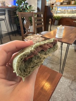 Mugwort with red bean filling #Veganuary at Joseon Snack - 조선스낵 in Busan