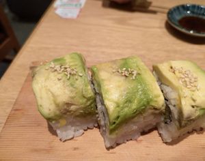 Avocado and veggie roll at Itamae Sushi Shimbashi in Tokyo