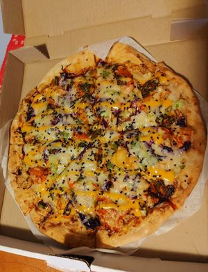 Korean kimchi pizza at Serenity Pizza in Kingston