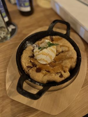 hot skillet cookie & vanilla ice cream  at Virtuous Pie in Cologne