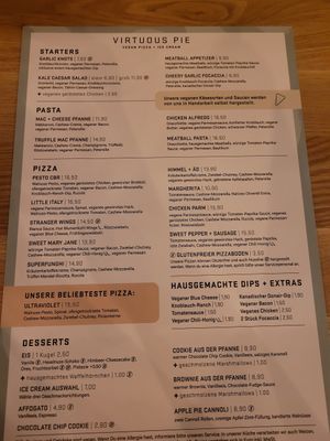 Neue Karte mit neuen Preisen (Stand 06.01.24) at Virtuous Pie in Cologne