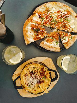 Mac and Cheese + Pizza Stranger Wings at Virtuous Pie in Cologne