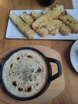 Kale Artichoke Dip, Garlic Focaccia at Virtuous Pie in Cologne