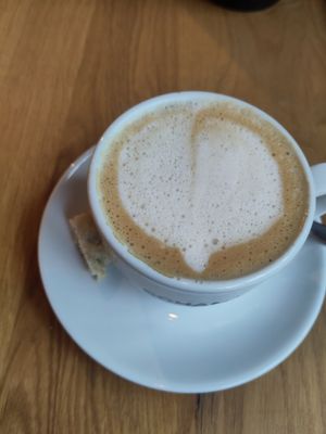 Oatmilk Cappuccino at Virtuous Pie in Cologne