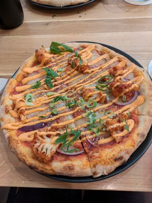 Gochujang cauliflower pizza at Virtuous Pie in Cologne