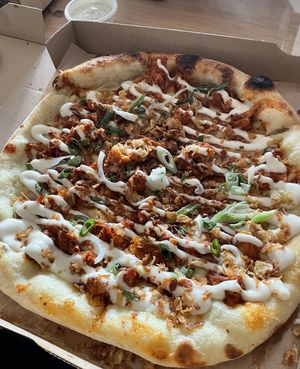 Buffalo Cauliflower pizzaa  at Virtuous Pie in Cologne