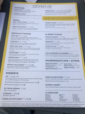 Menu   at Virtuous Pie in Cologne