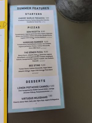 Summer menu at Virtuous Pie in Cologne