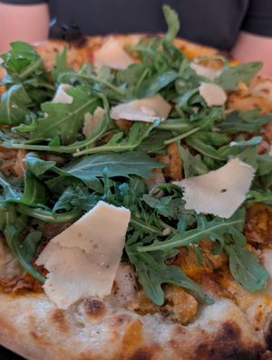 Chi'ken parm pizza at Virtuous Pie in Cologne