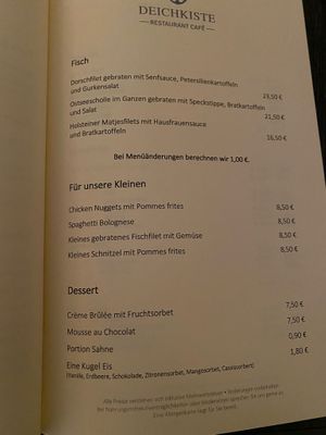 Karte, Sorbets vegan  at Deichkiste in Schoenberg