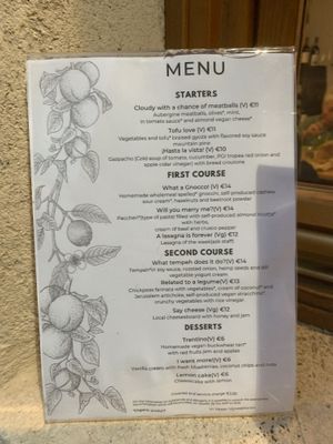 Menu, they change it quite often to provide fresh ingredients    at L'Aia in Mezzana
