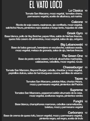 Menu  at El Vato Loco in Barcelona