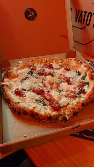 Rupert was kind enough to make it an open Calzone pizza at El Vato Loco in Barcelona