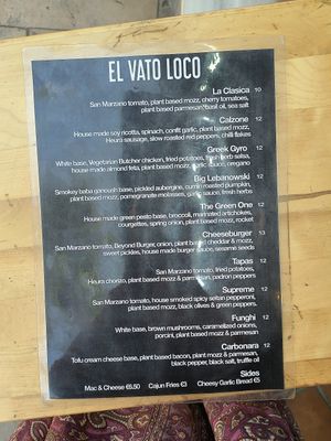 A huge range of vegan pizzas at El Vato Loco in Barcelona