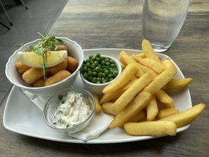 Scampi n chips   at The Glass Box in Clevedon
