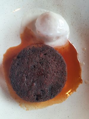 Sticky toffee pudding with vanilla ice cream at The Pier in Harwich