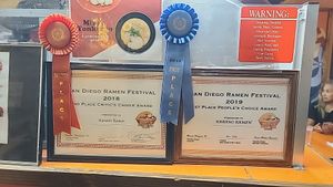 awards at Karami Ramen in San Diego
