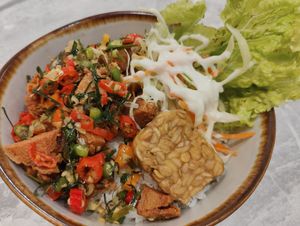 Chicken sambal matah - nice too. Need to stress no eggs. at Muso Art Cafe in Batam