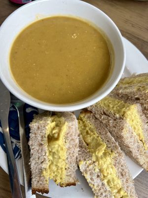 Soup and chickpea sandwiches   at The Highland Weigh in Nairn