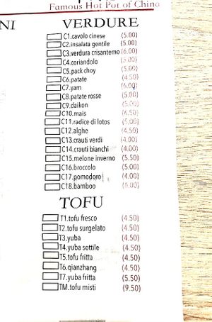 Vegetables and tofu choices   at Little Lamb Bernina in Milan