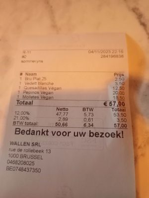 Price at Wallen in Brussels