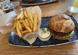 Vegan burger  at Schlossgarten Café Restaurant Bar in Murnau