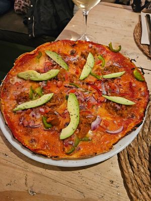 Mexican pizza at Pizza Natura in Madrid