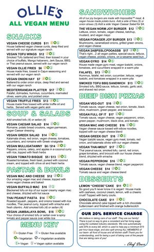 All vegan menu ‼️  at Ollie's Madison in Fitchburg