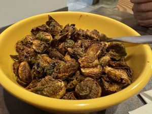 Fried balsamic Brussels sprouts  at devil's lettuce in Richmond