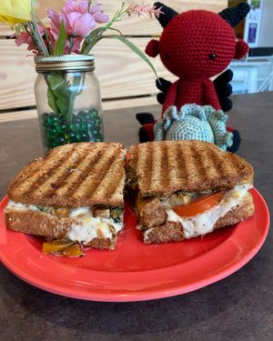 Killer Tofu Toastee on multigrain bread at devil's lettuce in Richmond