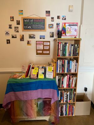 little free library of banned books, queer + trans + feminist + anti-racist and other books at devil's lettuce in Richmond