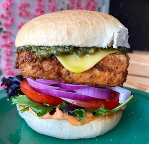 Fried Tofu Sando; can also order as a wrap.  at devil's lettuce in Richmond