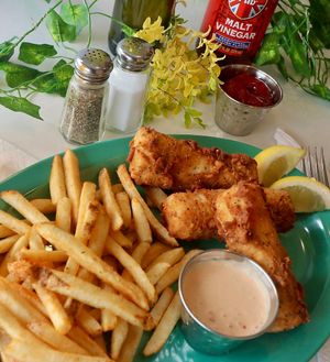 lil Lisa's fishless chips plus fries at devil's lettuce in Richmond