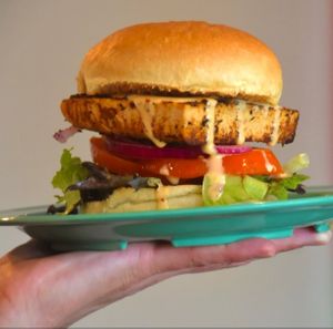 Twin Oaks tofu sando at devil's lettuce in Richmond
