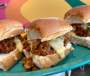 Vegan Chicken Minis with maple-glazed Hawaiian rolls, fried Gardein chicken, and chick-fil-ain't sauce at devil's lettuce in Richmond