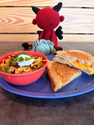 Loaded Potato Soup and Grilled Cheese Sandwich at devil's lettuce in Richmond