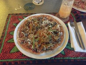 Vegan pizza at Omali in Sao Tome