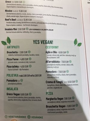 Vegan options  at Vapiano in Bratislava