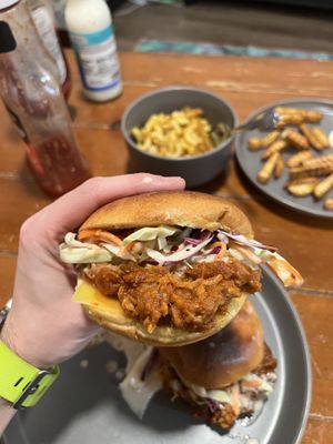 Vegan BBQ Sammy (WF’s Brioche Buns, Momma’s Homemade Ketchup & Vinegar-Based Sauce, FYH Vegenaise Slaw, and Melted Vegan Cheeze)  at Delight Soy in Raleigh