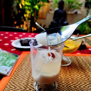 Thai coconut dessert. Maprao on. Must try!! at The Thai Vegan Kitchen in Karnataka