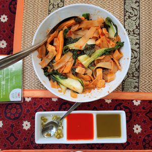 Drunken noodles.  at The Thai Vegan Kitchen in Karnataka